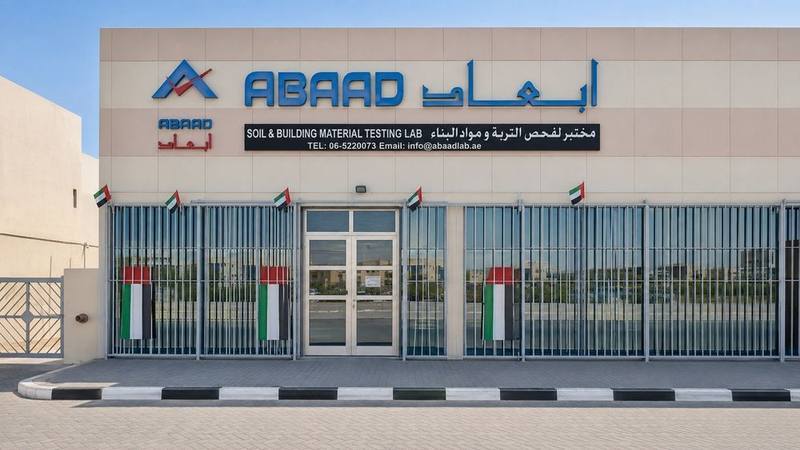 Abaad Soil and Building Material Testing Lab office building exterior and signage
