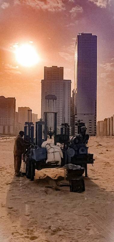 Cone Penetration Test rig at sunset