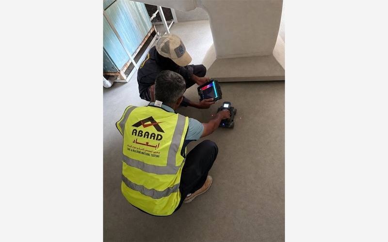 Abaad technicians performing GPR scanning