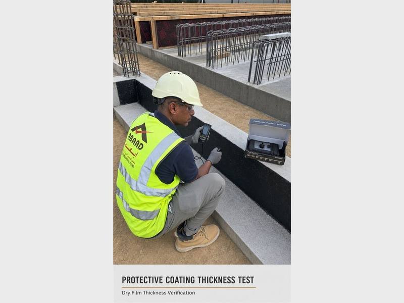 Abaad technician measuring protective coating dry film thickness