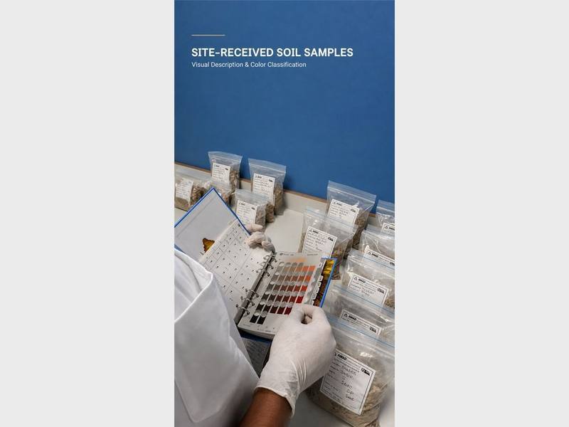 Site-received soil samples logged for visual description and colour classification